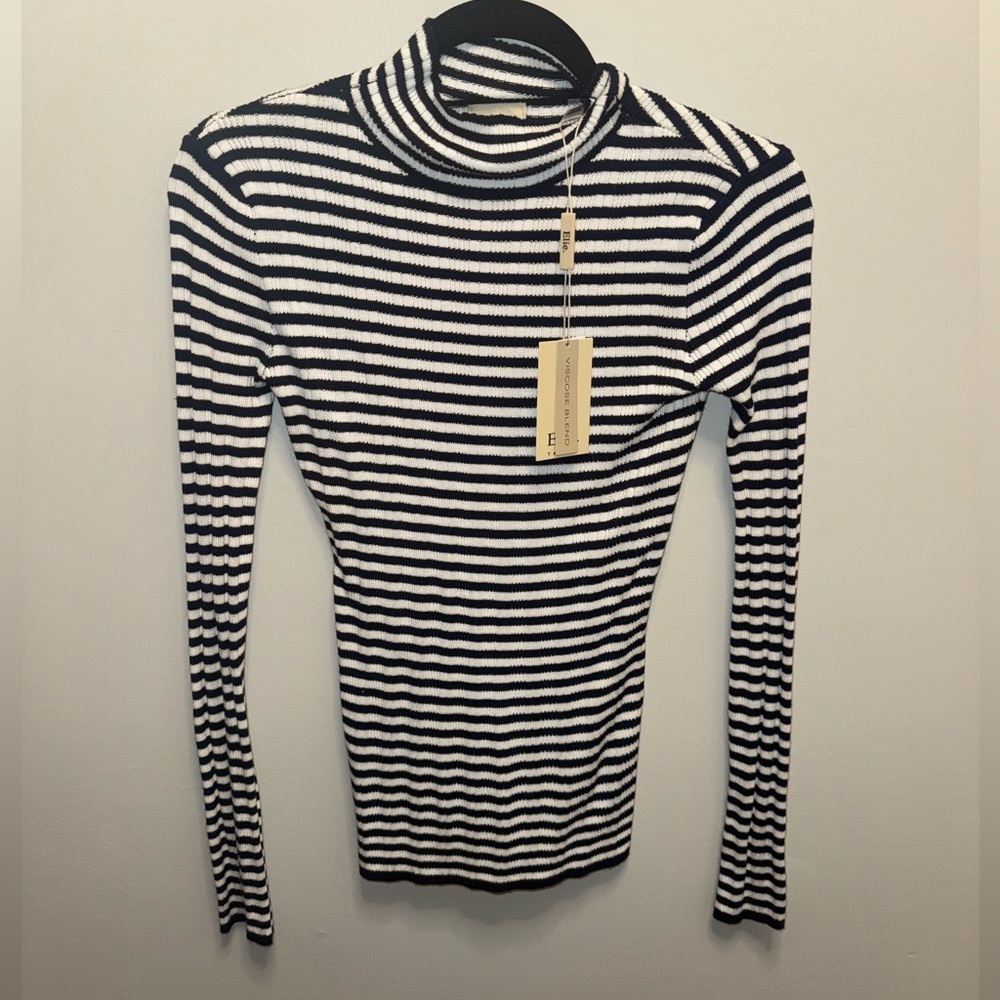 NWT Elie Tahari Striped Mockneck sweater